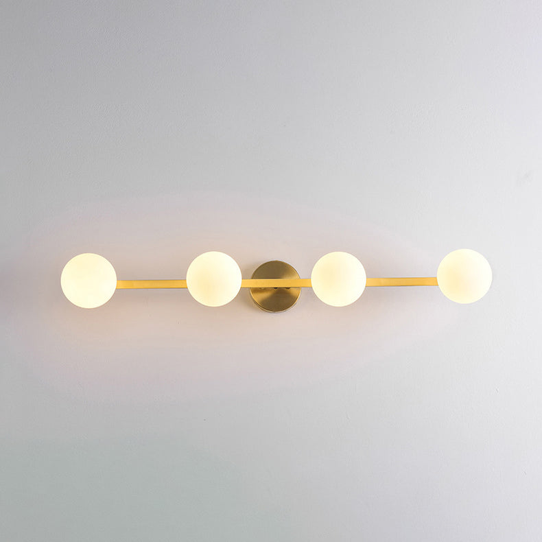 Modern Copper Glass Orb 3/4-Light Vanity Wall Sconce for Bathroom Mirror