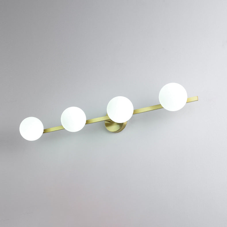 Modern Copper Glass Orb 3/4-Light Vanity Wall Sconce for Bathroom Mirror