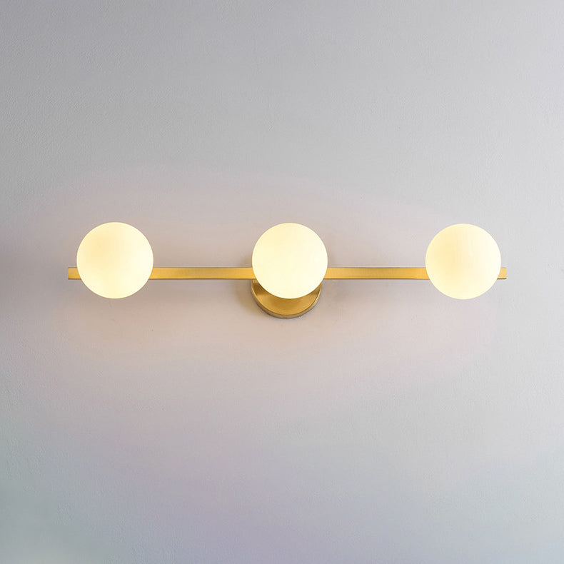 Modern Copper Glass Orb 3/4-Light Vanity Wall Sconce for Bathroom Mirror