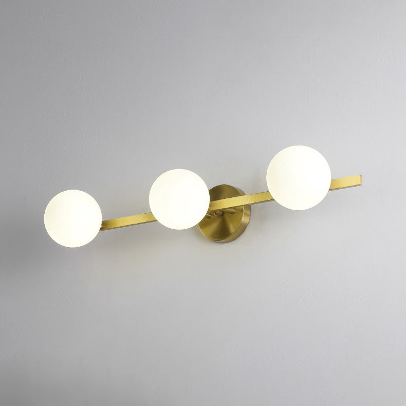 Modern Copper Glass Orb 3/4-Light Vanity Wall Sconce for Bathroom Mirror