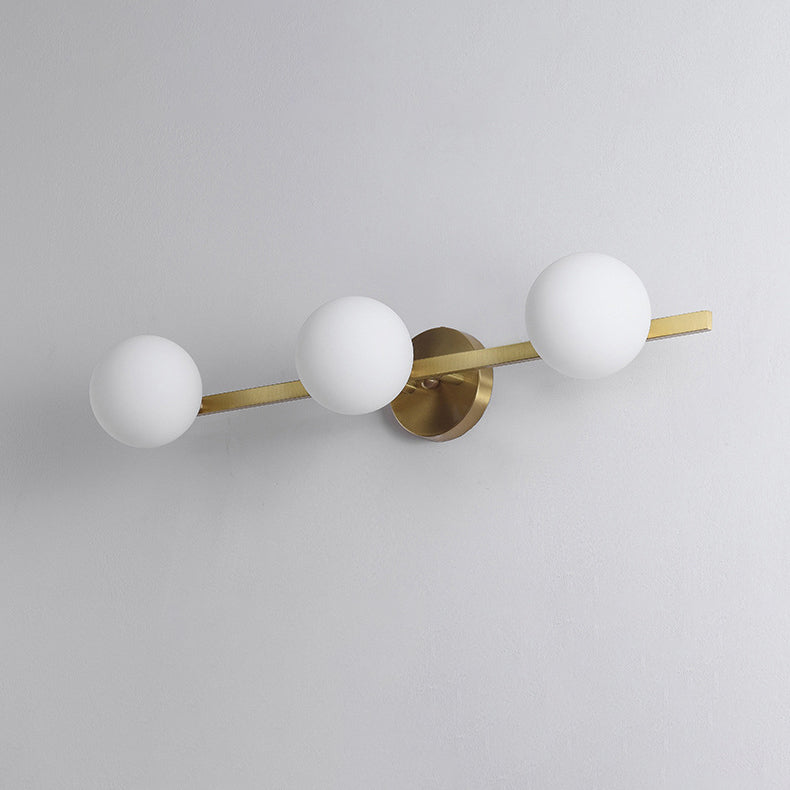 Modern Copper Glass Orb 3/4-Light Vanity Wall Sconce for Bathroom Mirror
