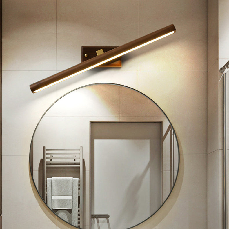 Traditional Japanese Walnut Copper LED Vanity Light Bathroom Sconce