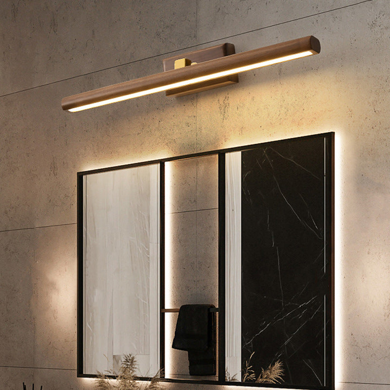Traditional Japanese Walnut Copper LED Vanity Light Bathroom Sconce