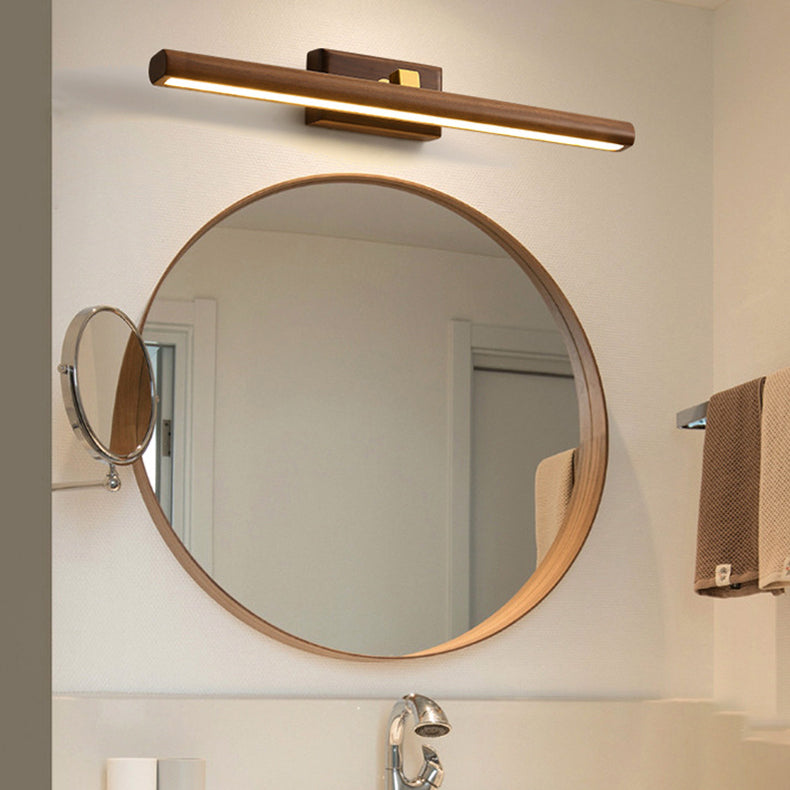 Traditional Japanese Walnut Copper LED Vanity Light Bathroom Sconce