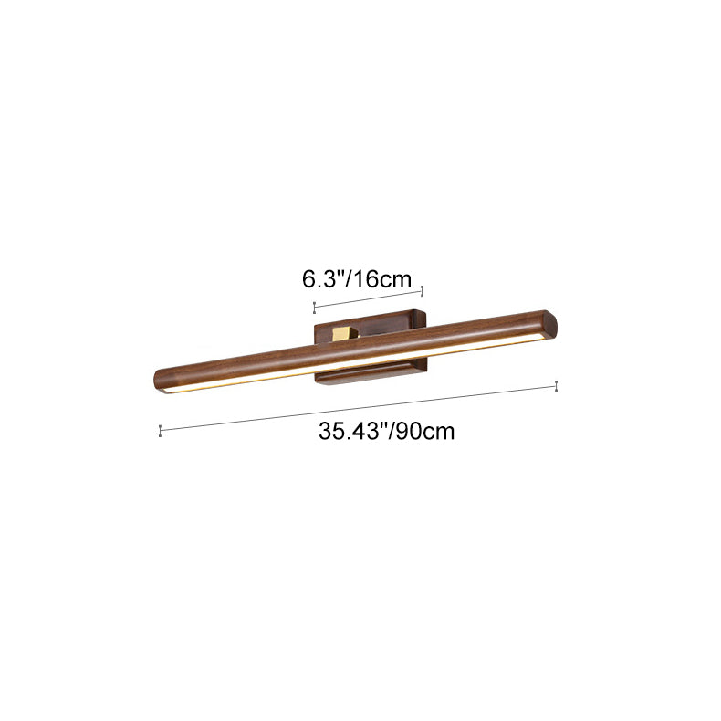 Traditional Japanese Walnut Copper LED Vanity Light Bathroom Sconce