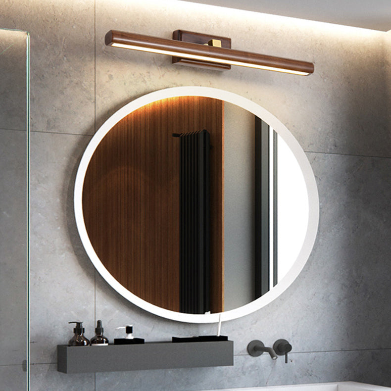 Traditional Japanese Walnut Copper LED Vanity Light Bathroom Sconce
