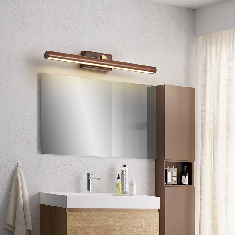 Traditional Japanese Walnut Copper LED Vanity Light Bathroom Sconce