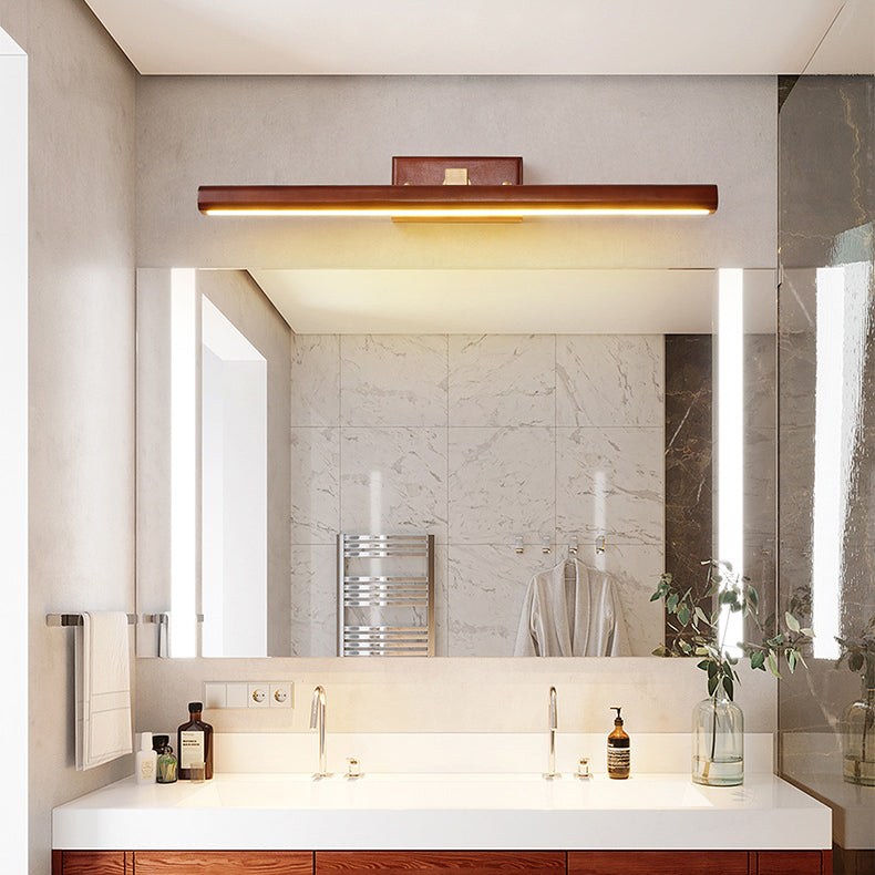 Traditional Japanese Walnut Copper LED Vanity Light Bathroom Sconce