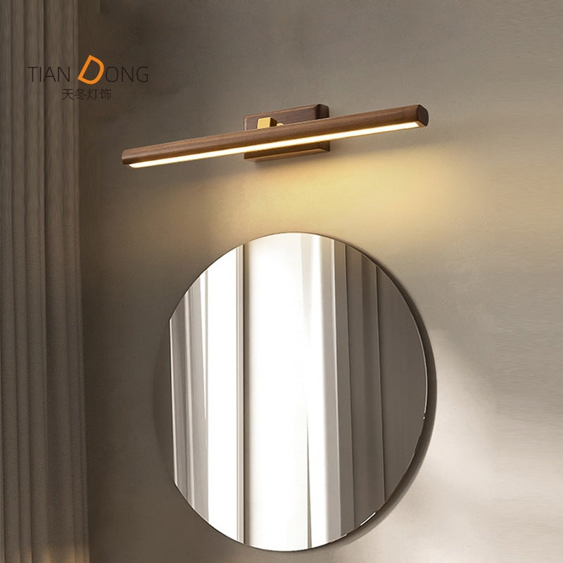 Traditional Japanese Walnut Copper LED Vanity Light Bathroom Sconce