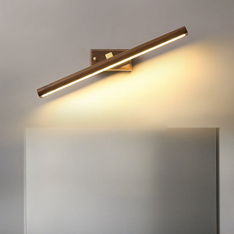 Traditional Japanese Walnut Copper LED Vanity Light Bathroom Sconce