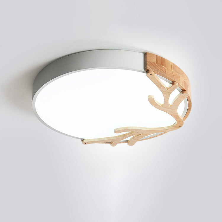 Contemporary Nordic Deer Iron Acrylic LED Flush Mount Ceiling Light for Bedroom