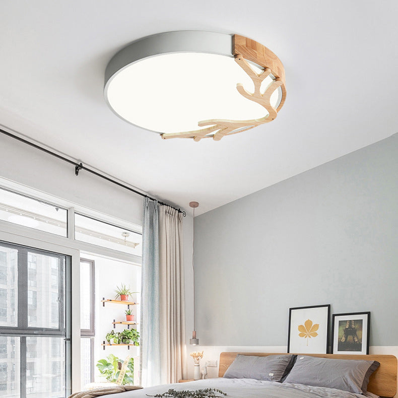 Contemporary Nordic Deer Iron Acrylic LED Flush Mount Ceiling Light for Bedroom