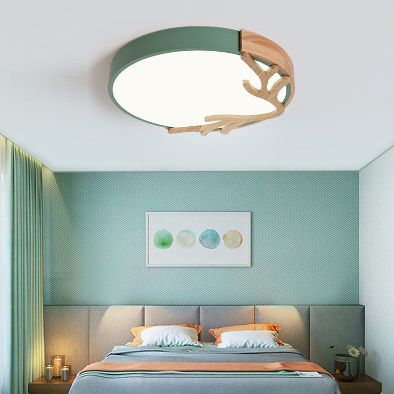 Contemporary Nordic Deer Iron Acrylic LED Flush Mount Ceiling Light for Bedroom