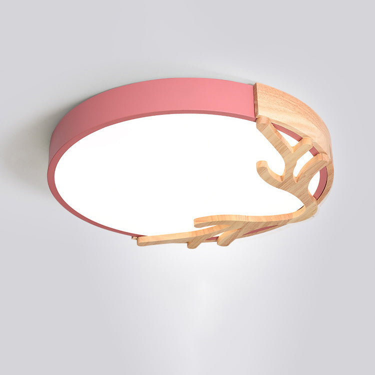 Contemporary Nordic Deer Iron Acrylic LED Flush Mount Ceiling Light for Bedroom