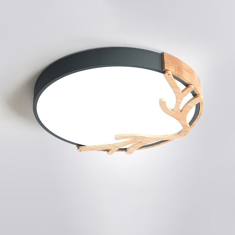 Contemporary Nordic Deer Iron Acrylic LED Flush Mount Ceiling Light for Bedroom