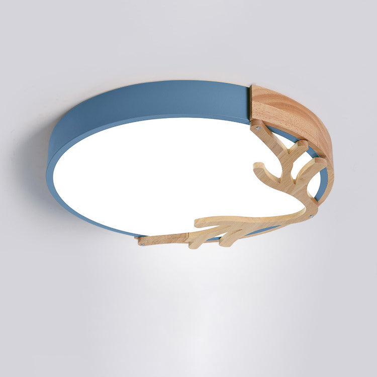 Contemporary Nordic Deer Iron Acrylic LED Flush Mount Ceiling Light for Bedroom