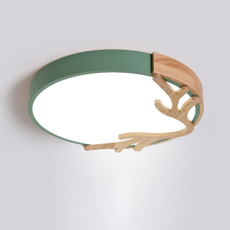 Contemporary Nordic Deer Iron Acrylic LED Flush Mount Ceiling Light for Bedroom