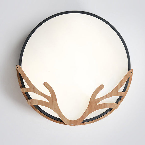 Contemporary Nordic Deer Iron Acrylic LED Flush Mount Ceiling Light for Bedroom