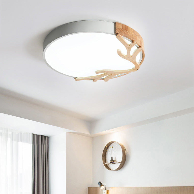 Contemporary Nordic Deer Iron Acrylic LED Flush Mount Ceiling Light for Bedroom