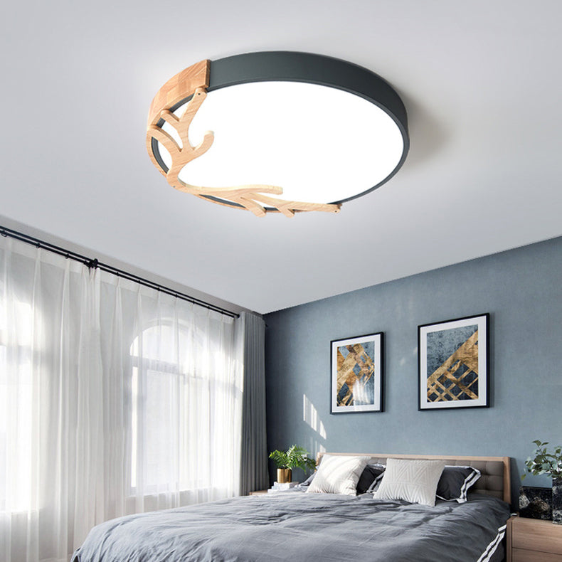 Contemporary Nordic Deer Iron Acrylic LED Flush Mount Ceiling Light for Bedroom