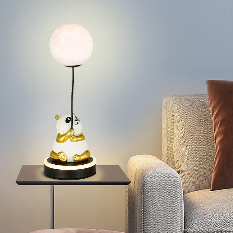 Contemporary Panda Resin Base PVC Lampshade LED Table Lamp for Bedroom, Cute Night Light, Modern Bedroom Decor, Adjustable Brightness Desk Lamp, Decorative Lighting for Kids Room, Stylish Home Decor, Unique Gifts for Children, Eco-Friendly Table Lamp, Sof