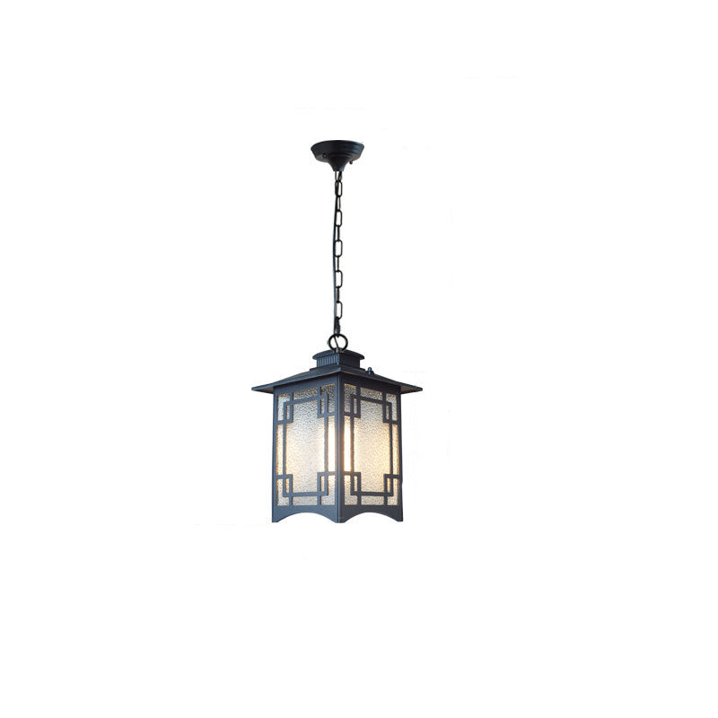 Traditional Chinese Dome Waterproof Aluminum Glass Pendant Light for Outdoor Patio