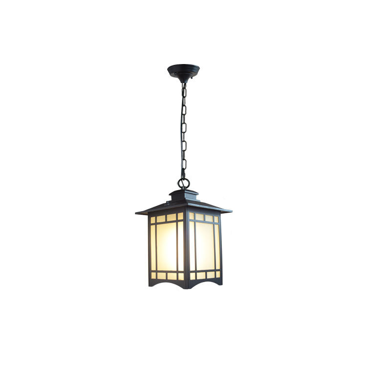 Traditional Chinese Dome Waterproof Aluminum Glass Pendant Light for Outdoor Patio