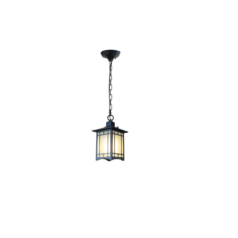 Traditional Chinese Dome Waterproof Aluminum Glass Pendant Light for Outdoor Patio