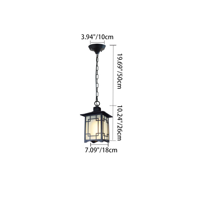 Traditional Chinese Dome Waterproof Aluminum Glass Pendant Light for Outdoor Patio