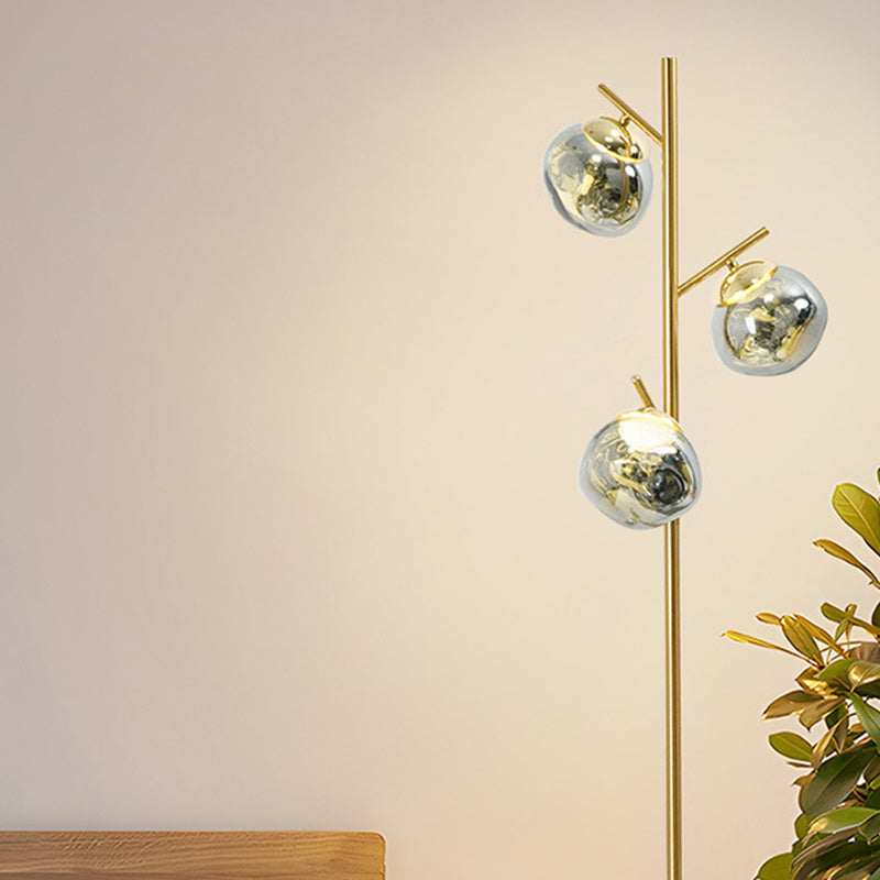Contemporary Nordic Lava Orb Floor Lamp with Acrylic Lampshade & Iron Base - LED Lighting for Living Room