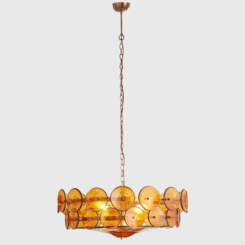 Traditional French Dome Round Iron Glass Chandelier - 8/10 Light Living Room Fixture