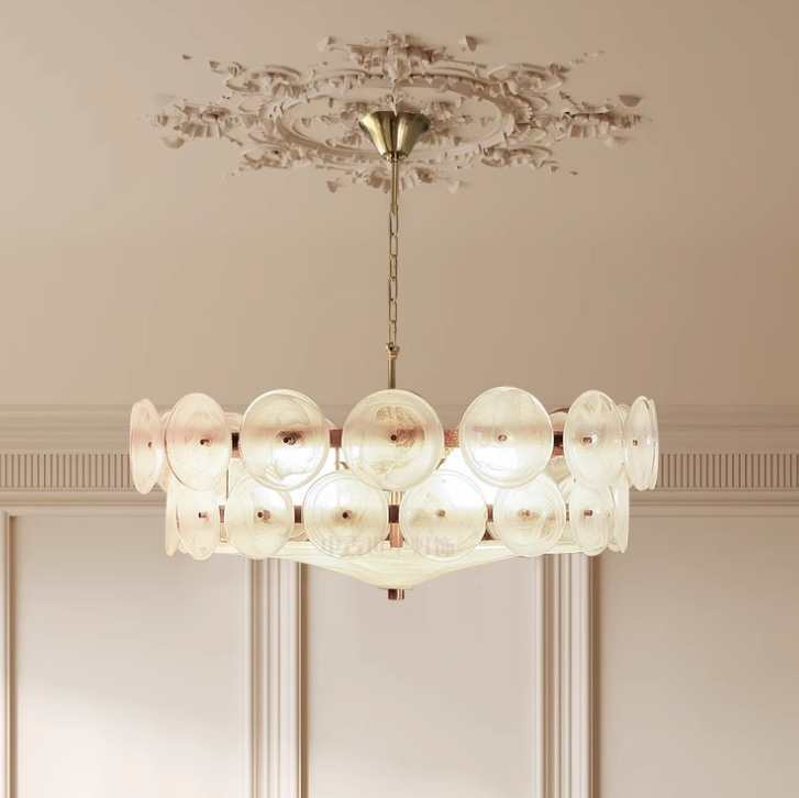 Traditional French Dome Round Iron Glass Chandelier - 8/10 Light Living Room Fixture