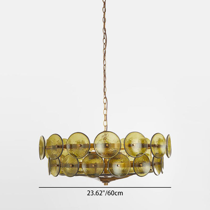 Traditional French Dome Round Iron Glass Chandelier - 8/10 Light Living Room Fixture
