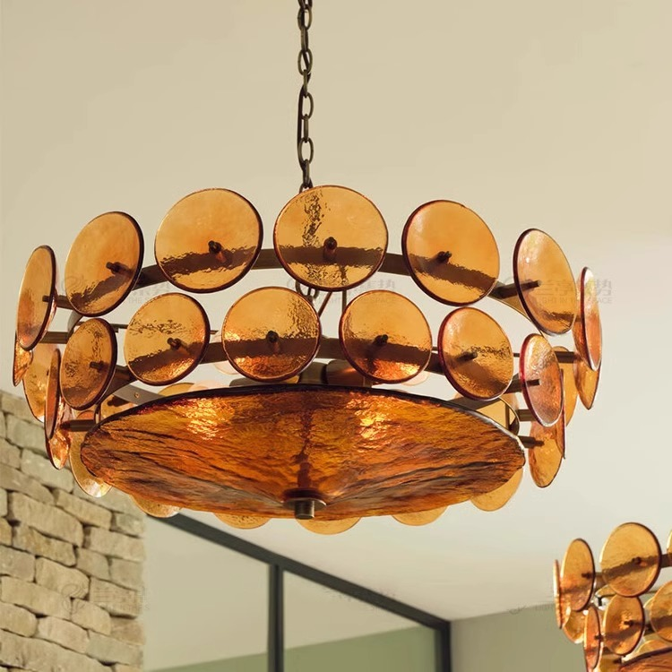 Traditional French Dome Round Iron Glass Chandelier - 8/10 Light Living Room Fixture
