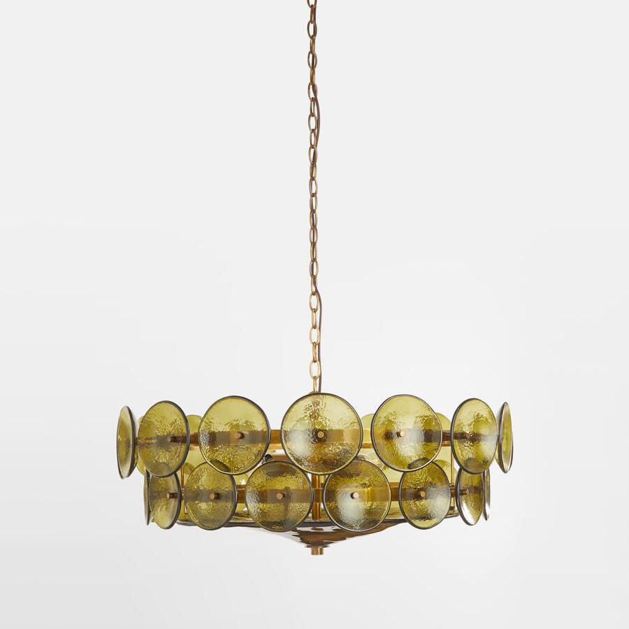 Traditional French Dome Round Iron Glass Chandelier - 8/10 Light Living Room Fixture