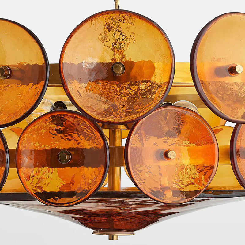 Traditional French Dome Round Iron Glass Chandelier - 8/10 Light Living Room Fixture