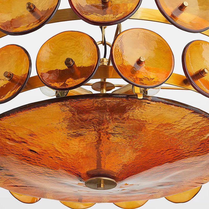 Traditional French Dome Round Iron Glass Chandelier - 8/10 Light Living Room Fixture