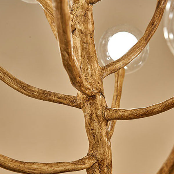 Traditional Japanese Dome Tree Branch Orbs Chandelier - 3/6/9/12/15 Light Polymer Glass for Dining Room