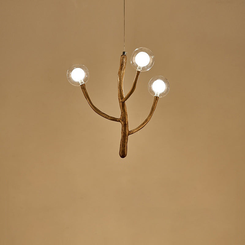 Traditional Japanese Dome Tree Branch Orbs Chandelier - 3/6/9/12/15 Light Polymer Glass for Dining Room