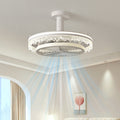 Contemporary Nordic Iron Acrylic LED Dome Ceiling Fan Light - Round Design with Ice Texture for Living Room
