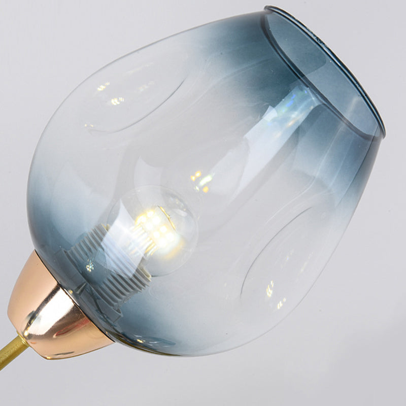 Contemporary Nordic Dome Glass Lampshade Semi-Flush Mount Ceiling Light - 4/6 Light for Living Room