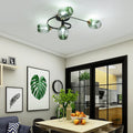 Contemporary Nordic Dome Glass Lampshade Semi-Flush Mount Ceiling Light - 4/6 Light for Living Room