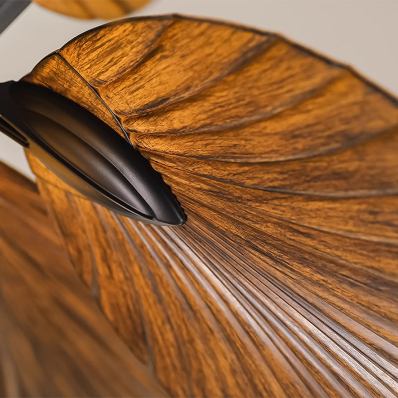 Traditional French Banana Leaves Ceiling Fan Light - Iron 5-Light Round Glass Shade for Living Room
