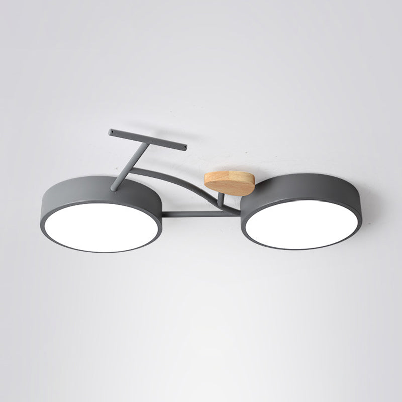 Contemporary Iron Wood Acrylic LED Flush Mount Ceiling Light for Bedroom