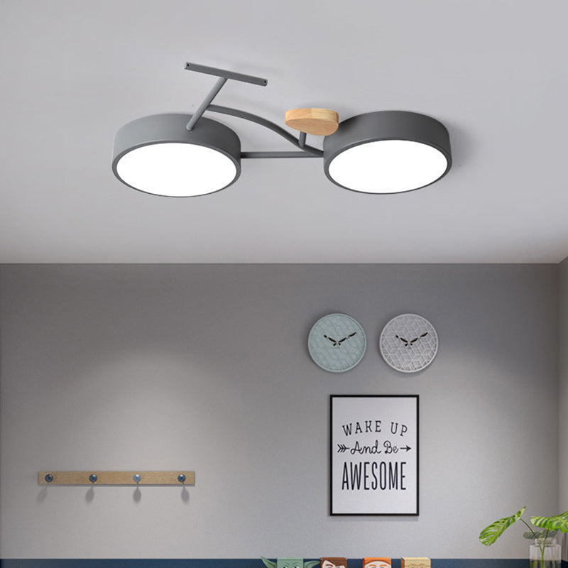 Contemporary Iron Wood Acrylic LED Flush Mount Ceiling Light for Bedroom