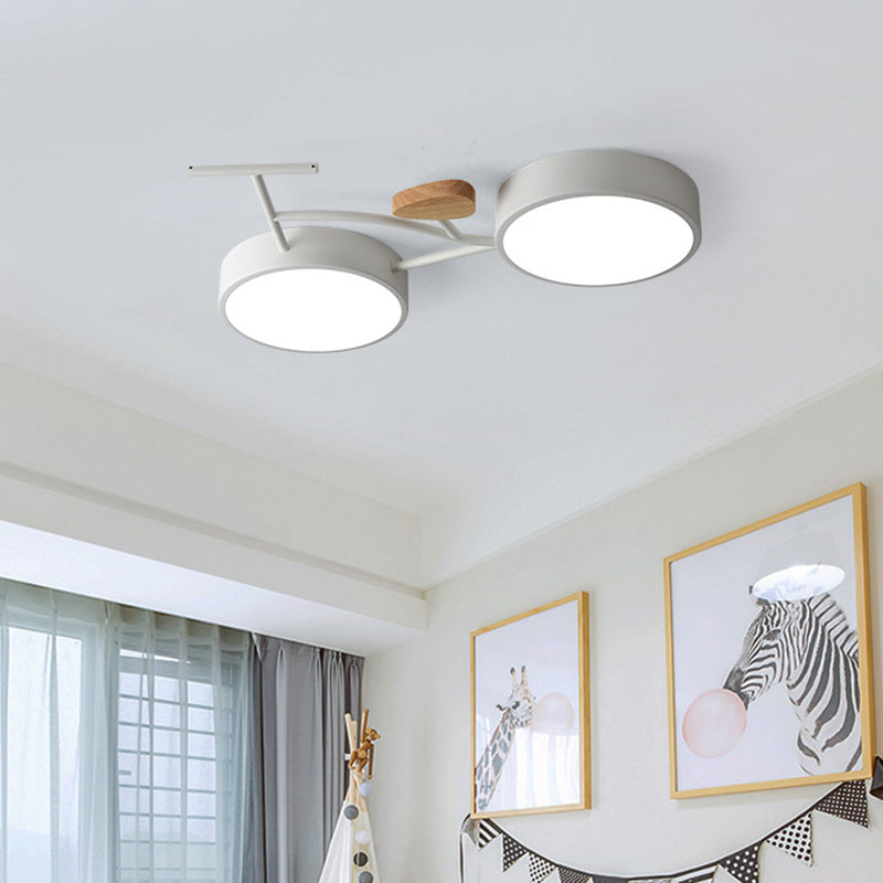 Contemporary Iron Wood Acrylic LED Flush Mount Ceiling Light for Bedroom