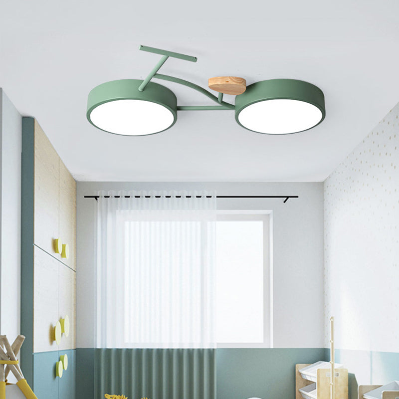 Contemporary Iron Wood Acrylic LED Flush Mount Ceiling Light for Bedroom