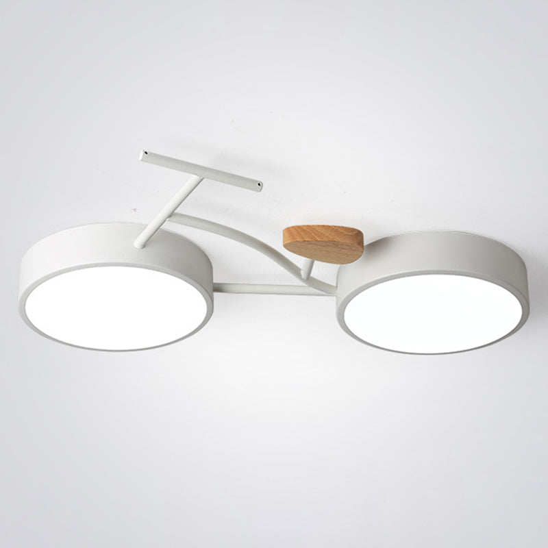 Contemporary Iron Wood Acrylic LED Flush Mount Ceiling Light for Bedroom