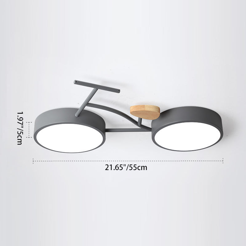 Contemporary Iron Wood Acrylic LED Flush Mount Ceiling Light for Bedroom