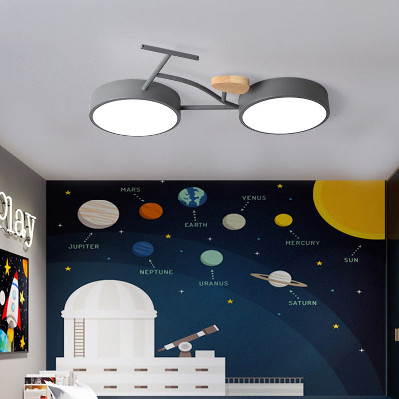 Contemporary Iron Wood Acrylic LED Flush Mount Ceiling Light for Bedroom